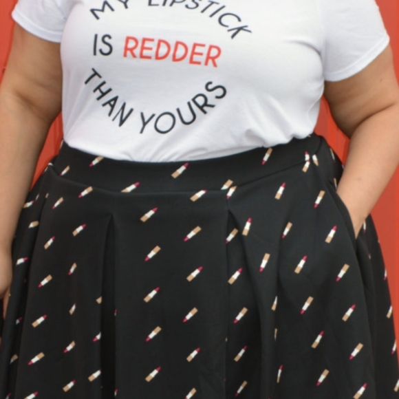 Ashley Nell Tipton X Boutique Lip Stick Scuba Midi Skirt - Picture 2 of 9